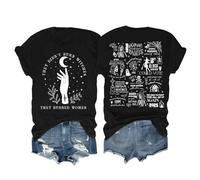 HTU They Didnt Burn Witches They Burned Women Feminist Witch T-Shirt Defending Womens Dignity and Respecting Short Sleeve Shirt Crew Neck Tee (Black M)