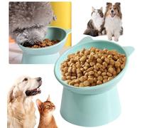 HTU Tilted Cat Food Bowl Elevated Cat Bowl Ergonomic Raised Cat Food Bowl Anti Vomiting Plastic Feeding Bowl Non Slip for Flat- Faced Cats