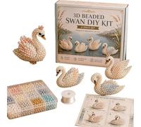 HTU Tiny 3D Beaded Animal DIY Kit, Cute Bird & Animal Beading Craft Set, Stable Vibrant Tube Beads Kit, Bright Colors for Hand Embroidery Craft Enthusiasts & Decoration-Beautiful Swan