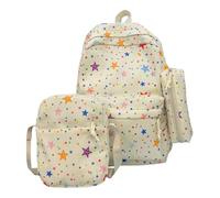 HTU White Star 3 Piece Backpack with Lunch Box and Pencil Pouch Middle Backpacks for Girls Teens Women College (Style 5)