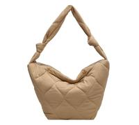 HTU Women Casual Dumpling Bag with Knot Strap Quilted Dumpling Bag Soft Solid Color Lightweight Daily Bag for Female (Khaki)