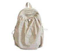 HTU Women Men Nylon Backpack Drawstring Solid Color Bookbags Large Capacity Travel Daypack Bag for Teens Girls College Commute (Beige) (Beige 400 * 290 * 150)