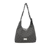 HTU Women Nylon Polka Dot Shoulder Bag Bow Hobo Crescent Handbag Zipper Underarm Purse Large Capacity for Travel Shopping Work Daily Use (Black Point Grey) (Style 6)