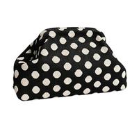 HTU Women Polka Dot Evening Bag Large Capacity Clutch Purse Lightweight Makeup Bag for Travel Shopping Work Dating Daily Use(Beige Black Ball) (style2)