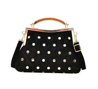 HTU Women Rivet Casual Shoulder Bag with Top Handle Trendy Commuter Bag Vintage Commuter Bags for Shopping Work Dating Daily Use (Black) (Black 250 * 180 * 60)