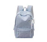 HTU Women Star Canvas Backpack Multi-Pockets Schoolbags Large-capacity Laptop Backpacks with Bowknot Pendant for Middle And High School Students (Blue) (蓝色)