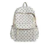 HTU Women Star Printed Laptop Backpacks Large Capacity Aesthetic Backpack Waterproof Casual Travel Daypack 16.54 Inch for Travel Outings Picnics Recreational Activities (Ivory)