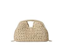 HTU Women Straw Shoulder Bag Lightweight Crossbody Bags with Inner Pocket Beach Woven Purses Solid Color for Travel Shopping Work Daily Use (Beige)