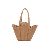 HTU Women Summer Shoulder Bag Large Capacity Hand-Woven Handbag Solid Color Lightweight Elegant Straw Beach Bagsfor Weekend Vacation (Khaki) (Khaki 240 * 170 * 40)