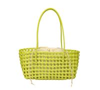 HTU Women Summmer Beach Bag Large Capacity Designer Handbag Breathable Handmade Woven Rattan Bag Lightweight for Daily Office Work Outing Social Occasions (Fruit Green)