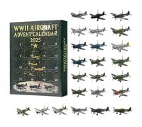 HTU WWII Aircraft 24 Days Christmas Countdown Calendar with 24 3D Plastic Mini Warbirds Christmas Advent Calendar Xmas Countdown Calendar Surprise Gifts for Collectors Aviation Lovers