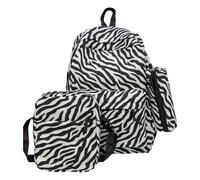 HTU Zebra Stripes 3 Piece Backpack with Lunch Box and Pencil Pouch Bookbag and Lunch Bag Combo for Teens Girls Women College (Style 2)