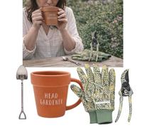 HTUK Head Gardener Gift Set - Fine China Mug with Shovel Spoon & Garden Trimmer Tool Set - Gardening Gift for Men & Women - Tea & Coffee Mug - 3 Colours (Head Gardener + Daffodil Trimmer Tool Set)