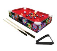 HTUK LED Tabletop Pool Table Game - Compact Light-Up Billiards & Mini Snooker Set for Kids & Teens - Includes Cues, Balls, Triangle Rack & Chalk - Indoor Gift Idea