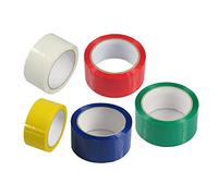 HTUK Low Noise Coloured Packaging Tape 48mm x 66m For Parcels And Boxes Heavy Duty Coloured Box Packing Tape Provides A Strong Secure Sticky Seal For Our Boxes (15, RED+BLUE+GREEN+YELLOW+WHITE)
