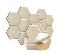Htuteyy 12 Piece Hexagonal Acoustic Panel Soundproof Wall Panels 12x10x 0.4Inch, Stylish Acoustic Walls for Home and (Light Camel Color)
