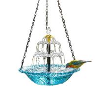Htuteyy 1pc Solar Garden Hanging Bird Bath Fountain 3 Layers Outdoor Hanging Birdbaths Solar Fountain Solar Pump & Glass Bowl Blue