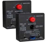 Htuteyy Adjustable Delay on Make Timer, QD-068, 2 Pieces, 0.03 to 10 Min Delay Range, Supports 19-288 VAC or DC Power