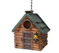 Htuteyy Bird Houses for Outside, Garden Bird Nesting Boxes Hand-Painted Resin with Hanging Chain