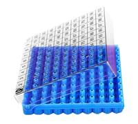 Htuteyy Blue Sample Storage Tube Box with 100 Slots, 0.5ml Each, Flip Lid Design, 1 Piece