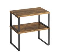 Htuteyy Cabinet Shelf Organizers 2-Pack: Compact Vertical Stacking Shelves | Slim two-shelf unit uses adjustable heights to fit jars and cans, keeping spices within reach while freeing cabinet space.