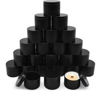 Htuteyy Candle Tins with Lids Ideal for Small Business & Beginners DIY | Matte black finish blends with modern decor, while the design and secure lid keep your candles safe on display.