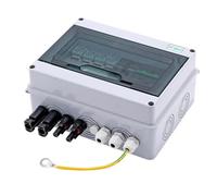 Htuteyy DC600V Solar Photovoltaic PV Combiner Box 2 in 1 Output with Ground Wire Protection Waterproof IP65 Fuse MCB SPD