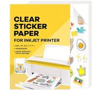 Htuteyy for Inkjet Printer Compatible A4 Clear Sticker Paper- 20 Sheets, Self-Adhesive, 8.3 X 11.7 Inch Inch Size