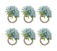 Htuteyy Napkin Rings Table Decor Rose with Silk Flower Elements Pack of 6 | Elegant six-piece napkin ring set with silk rose accents and flower elements, ideal for weddings, banquets, and formal meals.