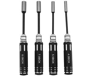 Htuteyy RC Model Tool 4PCS Hex Drivers Hex Nut Socket Wrench Sleeve Wheel Spanner 4.0/5.5/7.0/8.0mm for Daily Making Manual and RC Airplane Quadcopter FPV Drones,3racing Car