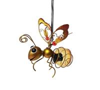 Htuteyy Solar Iron Insect Statue with LED Fairy Light Outdoor Hanging Tree Ornament for Fence Yard Courtyard Garden Decor A