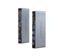 Htuteyy USB-C+ UHD 2x1 KVM Switch 4K 60Hz 2 in 1 Out-8K 60Hz USB-C/DP Input to Display Port Output Two PC Share Monitoring Keyboard Mouse Control