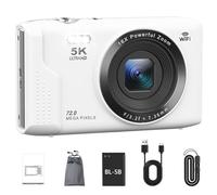 Htuteyy Vintage Vlog Video Recorder Digital Camera 5K 72-Megapixel 2.8" Screen 16X Zoom for Teens Adults White