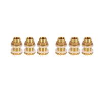Htuygyjaw Solid Brass Bulkhead Fitting, 6 Sets 3/8 Inch Female 1/2 Inch Male Solid Brass Water Tank Connector Threaded with Ring