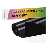 HTVRONT Black Flock HTV Heat Transfer Vinyl-12 x 6FT Flock HTV Vinyl Roll for T-Shirts, Flocked Iron on Vinyl for All Cutting Machines- Easy to Cut & Weed (Black)