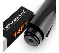 HTVRONT Black Glossy Permanent Adhesive Vinyl Roll 12" x 14FT