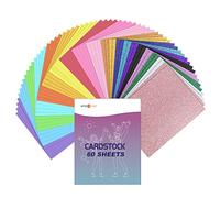 HTVRONT Colored Cardstock Paper Bundle, 60 Sheets 20 Colors, Glitter Cardstock and Colored Card Stock 8.5 x 11in, Thick Glitter Cardstock for Cricut Machine, Christmas Birthday Wedding Party Decor