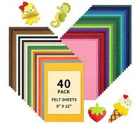 HTVRONT Felt Sheets for Crafts - 40pcs Felt Fabric Sheets - 8x12 A4 Stiff Felt Sheets, Assorted Colors Craft Felt 1mm Stiff Felt for Crafts, Sewing, Decoration, Embroidering, Book, Felt Squares