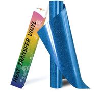 HTVRONT Glitter HTV Heat Transfer Vinyl Roll - 10" x 8ft Blue Glitter HTV Vinyl for Shirts, Blue Glitter Iron on Vinyl for All Cutter Machine - Easy to Cut & Weed for Heat Vinyl Design