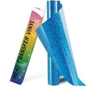 HTVRONT Glitter HTV Heat Transfer Vinyl Roll - 10" x 8ft Sky Blue Glitter HTV Vinyl for T-Shirts, Sky Blue Glitter Iron on Vinyl for All Cutter Machine - Easy to Cut & Weed for Heat Vinyl Design