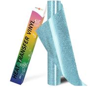 HTVRONT Glitter HTV Heat Transfer Vinyl Rolls - 10" x 8ft Blue Glitter HTV Vinyl for Shirts, Blue Glitter Iron on Vinyl for All Cutter Machine - Easy to Cut & Weed for Heat Vinyl Design