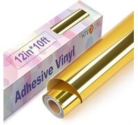 HTVRONT Gold Chrome Permanent Vinyl - 30.5 x 305 Mirror Metallic Silver Adhesive Vinyl Compatible with Cricut Cutting Machine - Easy to Weed & Transfer Silver