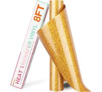 HTVRONT Gold Glitter HTV Heat Transfer Vinyl Rolls - 10" x 8ft Gold Glitter HTV Vinyl for Shirts, Glitter Iron on Vinyl for All Cutting Machine - Easy to Cut & Weed for Heat Vinyl Design