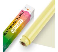 HTVRONT Heat Transfer Vinyl-12 x 10FT Pale Yellow Iron on Vinyl for T-Shirts, HTV Vinyl Roll for All Cutting Machines & Heat Press Machine- Easy to Cut & Weed Vinyl Heat Transfer (Pale Yellow)