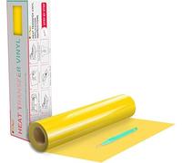 HTVRONT Heat Transfer Vinyl -12In x 20FT (30.5x610CM) Yellow Iron on Vinyl Roll, Yellow HTV Vinyl Roll for T-Shirt Clothing and Other Fabrics