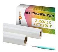 HTVRONT Heat Transfer Vinyl Rolls - 2 Rolls 12" x 20ft White Iron on Vinyl for Shirts, White HTV for All Cutting Machines - Easy to Cut & Weed for Craft Heat Transfer Design