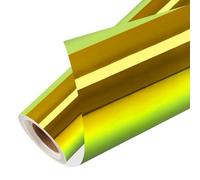 HTVRONT Holographic Heat Transfer Vinyl- 12" x 6ft Holographic HTV for Shirts, Hats, Holographic Iron on Vinyl Compatible with Cricut Cutting Machine & Cameo Matellic Sheen Easy to Cut & Weed (Yellow)