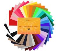 HTVRONT HTV Heat Transfer Vinyl - 35 Pack HTV Vinyl Sheets, 12" x 10" Iron-On Vinyl for T-Shirts, 30 Assorted Premium Colors HTV Compatible with Cricut Machine & Silhouette Cameo