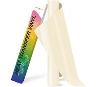 HTVRONT HTV Roll Heat Transfer Vinyl - 12" x 8ft Cream HTV Vinyl for Shirts | Iron on Vinyl for All Cutting Machines - Easy to Cut & Weed for Heat Transfer Design (Cream)