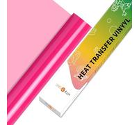 HTVRONT HTV Vinyl Rolls Heat Transfer Vinyl - 12" x 5ft Neon Pink HTV Vinyl for Shirts, Iron on Vinyl for All Cutter Machine - Easy to Cut & Weed